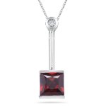 0.04 Cts Diamond & 1.26 Cts GarnetPendant in 14K White Gold
