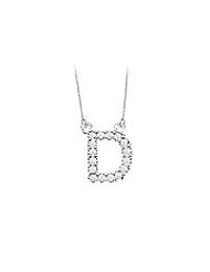 Petite Baby Charm Diamond D Initial Pendant : 14K White Gold - 0.20 CT Diamonds