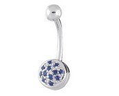 14kt White Gold Sapphire Belly Ring