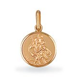 Jewelco London 9ct Solid gold single sided light weight St Christopher Medallion pendant (1.2g)