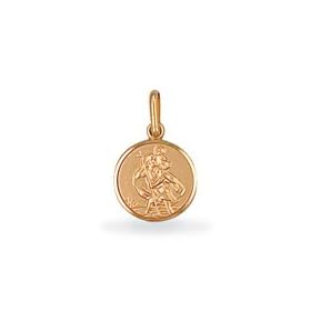 Jewelco London 9ct Solid gold single sided light weight St Christopher Medallion pendant (1.2g)