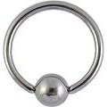 Anneau boule - T�ton/Arcade/Cartilage/Septum/G�nital/Lobe/Sourcil/Nez/Nombril - Acier Chirurgical 316L, 1.2mm