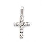 14k White Gold & Diamond Small Cross Pendant (0.18ctw)