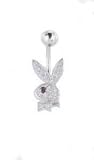 Clear and Black Bunny Belly Ring