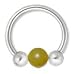 OLIVE JADE Semiprecious Natural Stone Circular Barbell - 16 Gauge