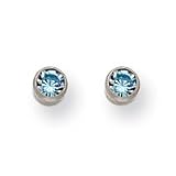 Titanium 4mm Aqua Crystal Bezel Earrings (Requires Inverness Piercing Gun)