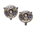 Candle Holder / Sticks Made in Israel for Shabbat and Jewish Holiday 3x1 Disc with Stones