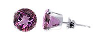 Sterling Silver 3 MM Round Amethyst Cubic Zirconia Stud Post Friction Back Earrings