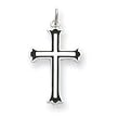 Sterling Silver Enameled Cross with 20 Inch Sterling Silver Chain