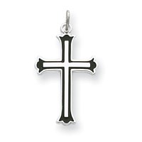 Sterling Silver Enameled Cross with 20 Inch Sterling Silver Chain