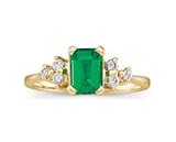 14kt Gold Diamond and Chatham Created Emerald Ring (.16 ct. tw.)