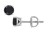 14K White Gold : Round Black Diamond Stud Earrings â? 1.00 CT. TW.