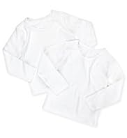 2 Pack Pure Cotton Plain Long Sleeve Vests