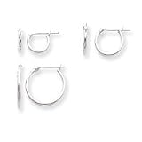 14k White Gold Polished 3-Pair Set - Hoop Earrings SE1311