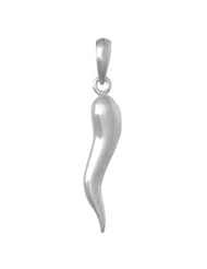 925 Solid Sterling Silver Novelty Necklace Charm Pendant, Italian Horn High Polish