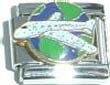 Clearly Charming Airplane Over Globe Italian Charm Bracelet Link