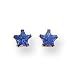 14k 4mm Violet Colored CZ Star Childrens Earrings - Measures 5x4mm
