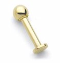 14 Gauge 5/16 - Solid 14kt Yellow Gold Labret Stud Lip Ring - 4mm Ball