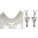 Sterling Silver Earring & Necklace Set with Round RoseQuartz Gemstone Beads (gnklcs111)