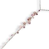 Sterling Silver Pink CZ/Rose Qtz/Light & Dark Pink Cult Pearl Necklace - 18 Inch
