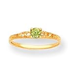 14k 3mm Peridot Birthstone Childrens Ring - Size 3