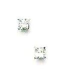 14k White 3 mm Square CZ Friction-Back Stud Earrings