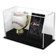 BCW - Deluxe Acrylic Gold Glove Baseball and Card Display - Ideal for Displaying Autographed or Game-Ball Baseballs