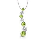 0.02 Cts Diamond & 0.94 Cts Peridot Journey Pendant in 14K White Gold