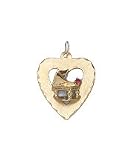 Music Box in Open Heart, 14K Gold Charm