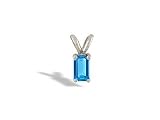 14K White Gold Genuine Emerald-cut Blue Topaz Pendant