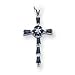 14k White Gold Diamond and Sapphire Cross Pendant