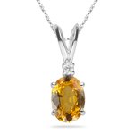 0.02 Cts Diamond & 0.50 Cts Yellow Sapphire Pendant 