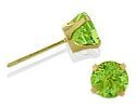0.22Ct. Genuine 3mm Peridot 14 Karat Yellow Gold Round Earrings