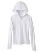Bella Ladies Cotton/Spandex Half Zip Hooded Pullover Shirt - White