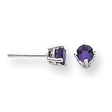 14k White Gold 4mm Amethyst earring XE71WAM