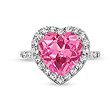 ZALES Lab-Created Heart Shaped Pink Sapphire Frame Ring in 10K White Gold with White Sapphire and Diamond Accents fancy sapphire