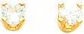 14K Gold White Zircon April Birthstone Stud Earrings