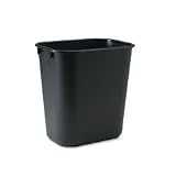 Rubbermaid Commercial Soft Molded Plastic Wastebasket, Rectangular, 3 1/2 Gallons, Black (295500BK)