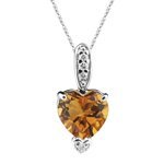 0.04 Cts Black Diamond & 1.06 Cts Citrine Heart Pendant in 14K Two Tone Gold
