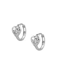 Baby 14K White Gold Heart April Birthstone Huggie Hoop Earrings