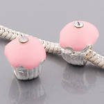 Believe Beads © ‘Daisy Pink’ Iced Cupcake with stone decoration charm bead will fit Pandora/Chamilia/Troll Type Bracelets. Slide on slide off