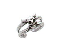Toe Ring - Sterling Silver Antiqued Skull Toe Ring