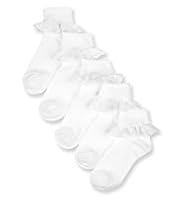 5 Pairs of Cotton Rich Frill Broderie Socks