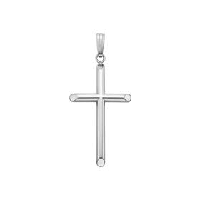 14kt. White Gold, Solid Cross Charm by 