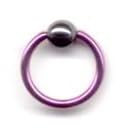 Titanium Ball Closure Ring in Pink with Hematite Bead 16 gauge by 3/8" by 