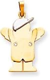 Boy With Cap And Overalls Charm, Yellow/White Gold