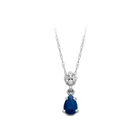 Sapphire and Diamond Fashion Pendant in 14K White Gold by 