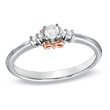 ZALES Diamond Frame Bow Promise Ring in Sterling Silver and 14K Rose Gold 1/6 CT. T.W. fashion