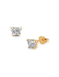 Children 14K Yellow Gold Cubic Zirconia Butterfly Stud Earrings