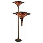 Warehouse of Tiffany 113+BB75B Large Tiffany-style Golden Amber Torchiere, Red